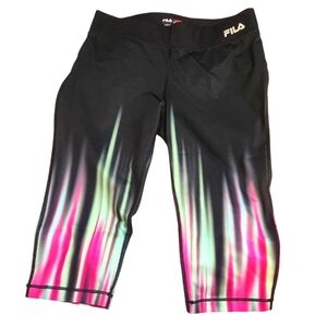 Fila Sport Performance Capri  Leggings w/ Black BG & Vibrant Colorful Accents